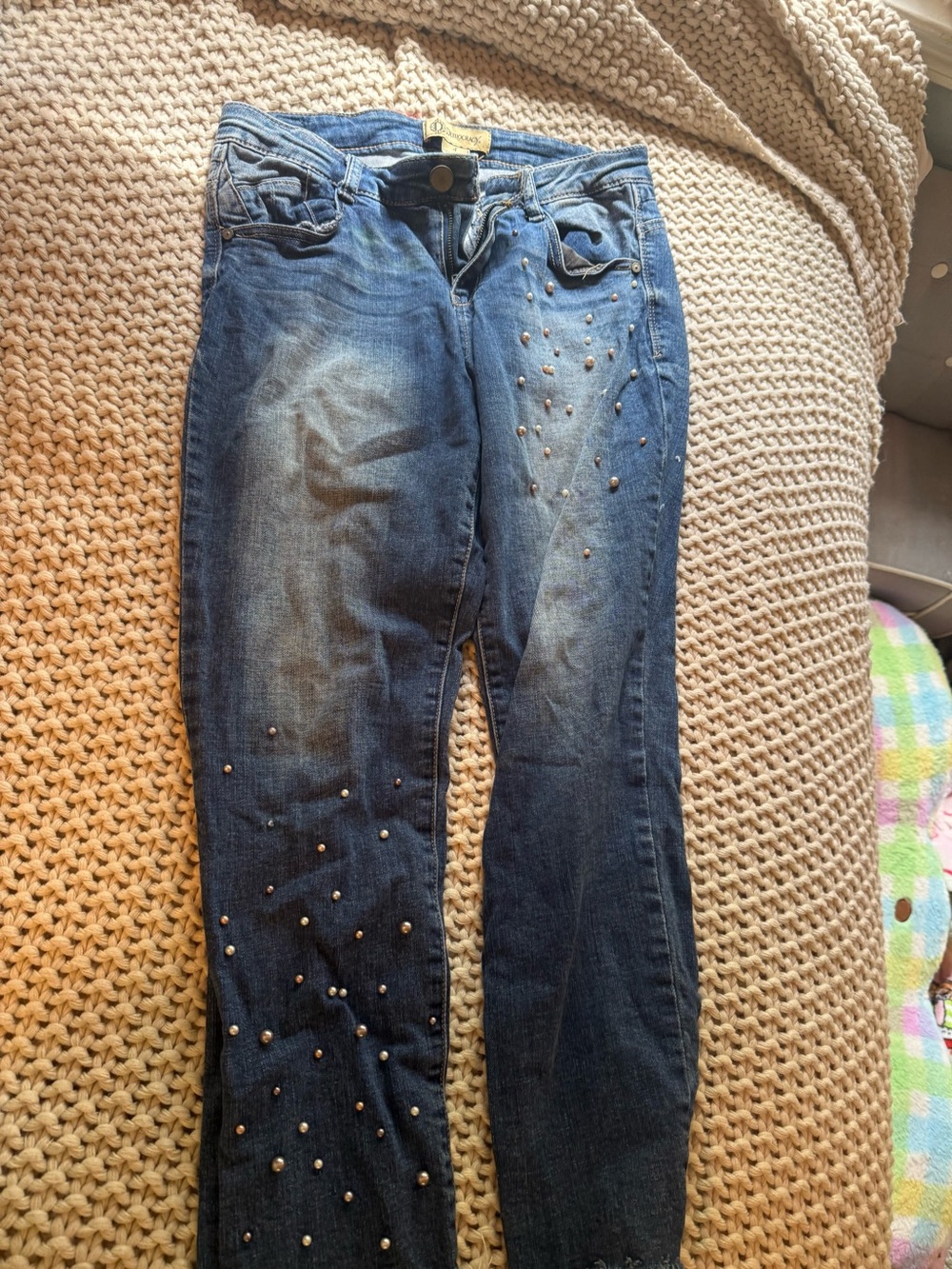 Democracy Blue Skinny Jeans with Stud Accents